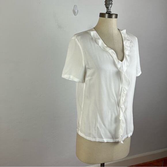 Marc O’ Polo White Ruffle V Neck Top - Picture 2 of 9